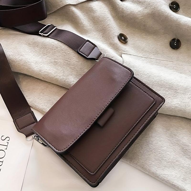 Mini Flap Crossbody Bag Wide Strap Purse Classic Shoulder Bag