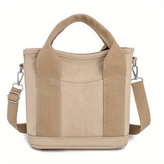 Minimalist Thickened Canvas Shoulder Bag Solid Canvas Crossbody Bag