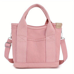 Minimalist Thickened Canvas Shoulder Bag Solid Canvas Crossbody Bag