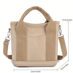Minimalist Thickened Canvas Shoulder Bag Solid Canvas Crossbody Bag