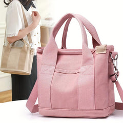 Minimalist Thickened Canvas Shoulder Bag Solid Canvas Crossbody Bag