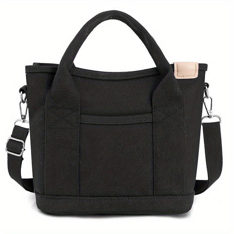 Minimalist Thickened Canvas Shoulder Bag Solid Canvas Crossbody Bag
