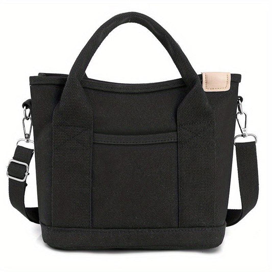 Minimalist Thickened Canvas Shoulder Bag Solid Canvas Crossbody Bag
