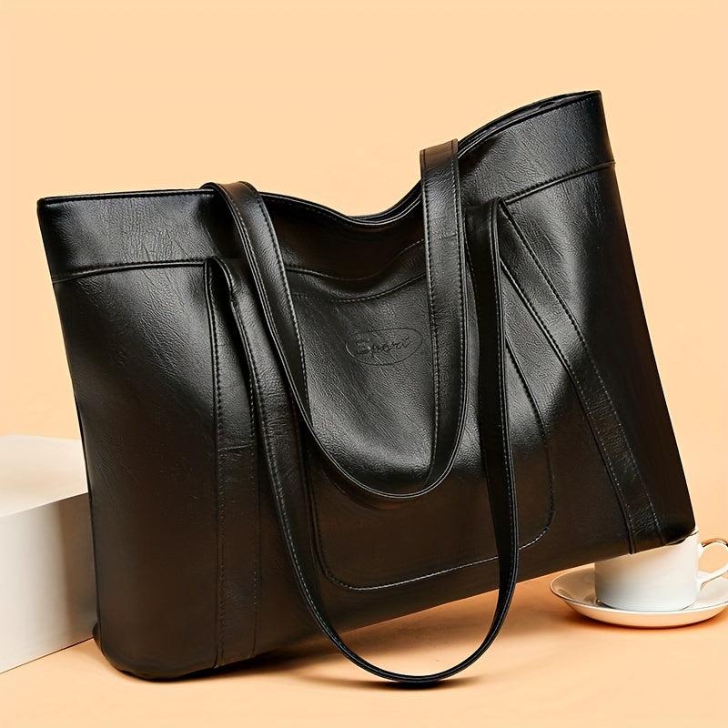 Vintage Tote Bag For Women Large Capacity Shoulder Bag Faux Leather Handbag