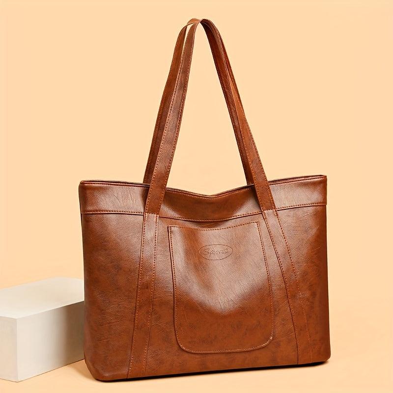 Vintage Tote Bag For Women Large Capacity Shoulder Bag Faux Leather Handbag