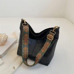Casual Zipper Shoulder Bag Retro Style Large Capacity Crossbody Bag
