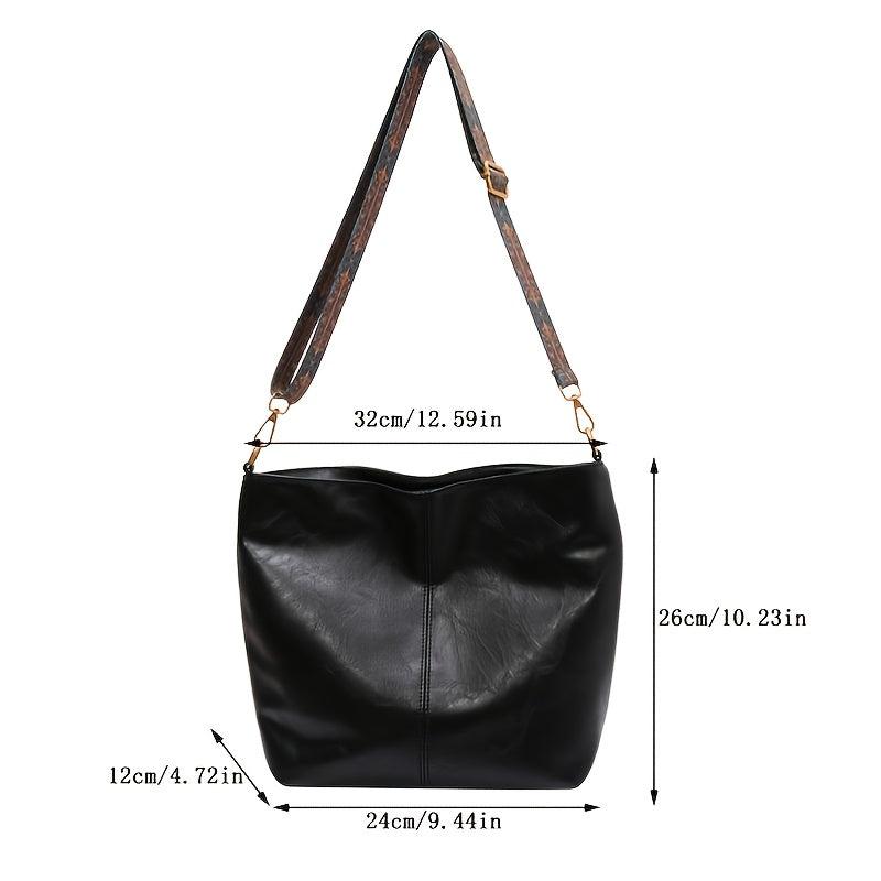 Casual Zipper Shoulder Bag Retro Style Large Capacity Crossbody Bag