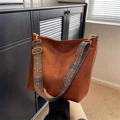 Casual Zipper Shoulder Bag Retro Style Large Capacity Crossbody Bag