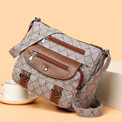 Heart Decor Waterproof Satchel Bag, Retro Style Crossbody Bag