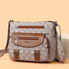 Heart Decor Waterproof Satchel Bag, Retro Style Crossbody Bag