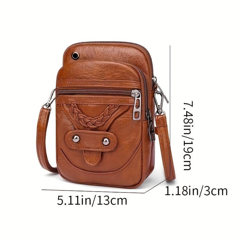 Vintage Shoulder Phone Bag Mini Zipper Crossbody Bag Casual Coin Purse