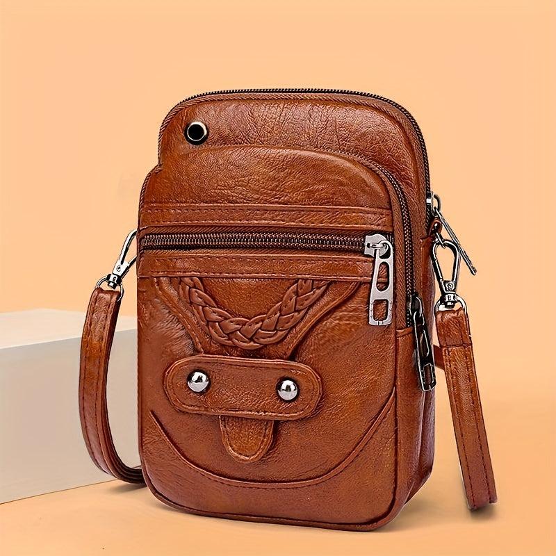 Vintage Shoulder Phone Bag Mini Zipper Crossbody Bag Casual Coin Purse