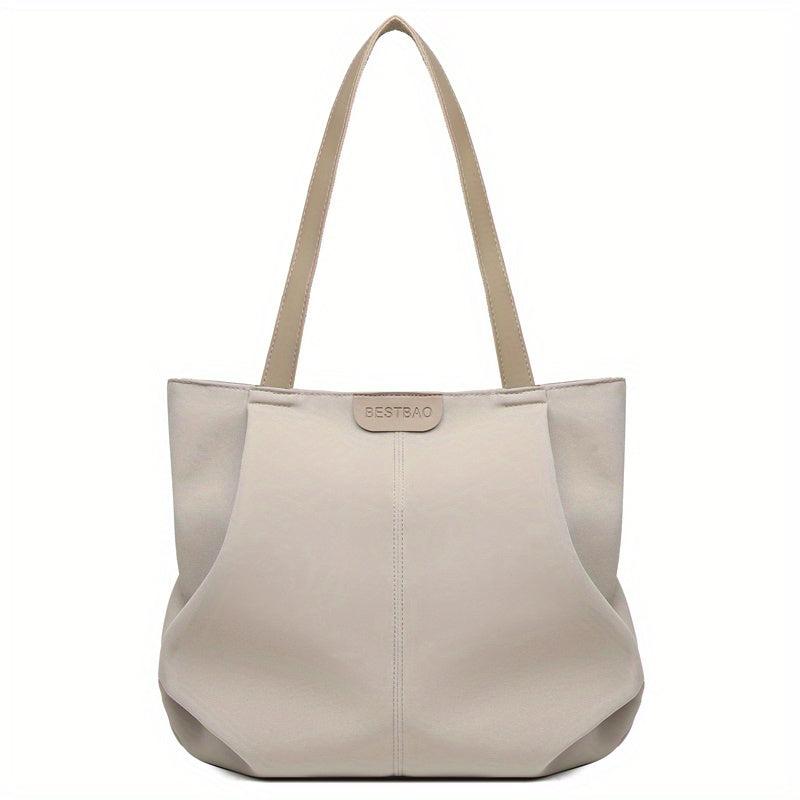 Solid Canvas Tote Bag Casual Foldable Shoulder Handbag