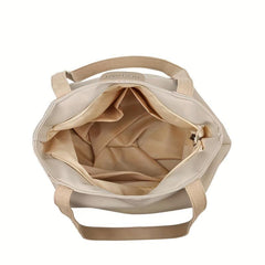 Solid Canvas Tote Bag Casual Foldable Shoulder Handbag