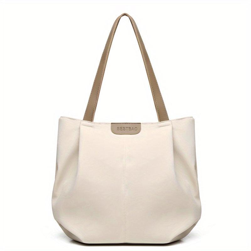 Solid Canvas Tote Bag Casual Foldable Shoulder Handbag