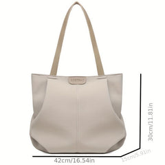 Solid Canvas Tote Bag Casual Foldable Shoulder Handbag