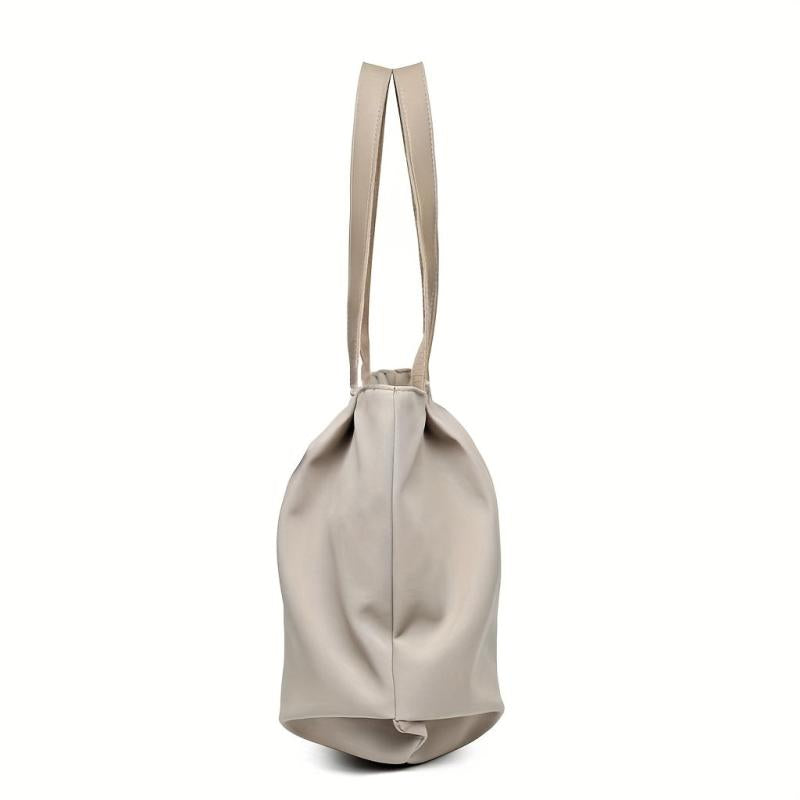 Solid Canvas Tote Bag Casual Foldable Shoulder Handbag