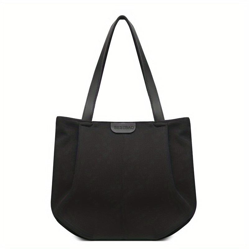 Solid Canvas Tote Bag Casual Foldable Shoulder Handbag