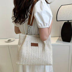 Straw Woven Large Tote Bag Lightweight Shoulder Beach Handbag