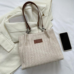 Straw Woven Large Tote Bag Lightweight Shoulder Beach Handbag