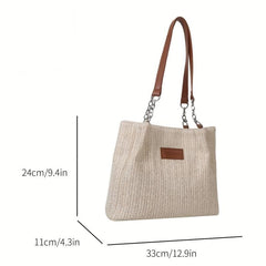 Straw Woven Large Tote Bag Lightweight Shoulder Beach Handbag