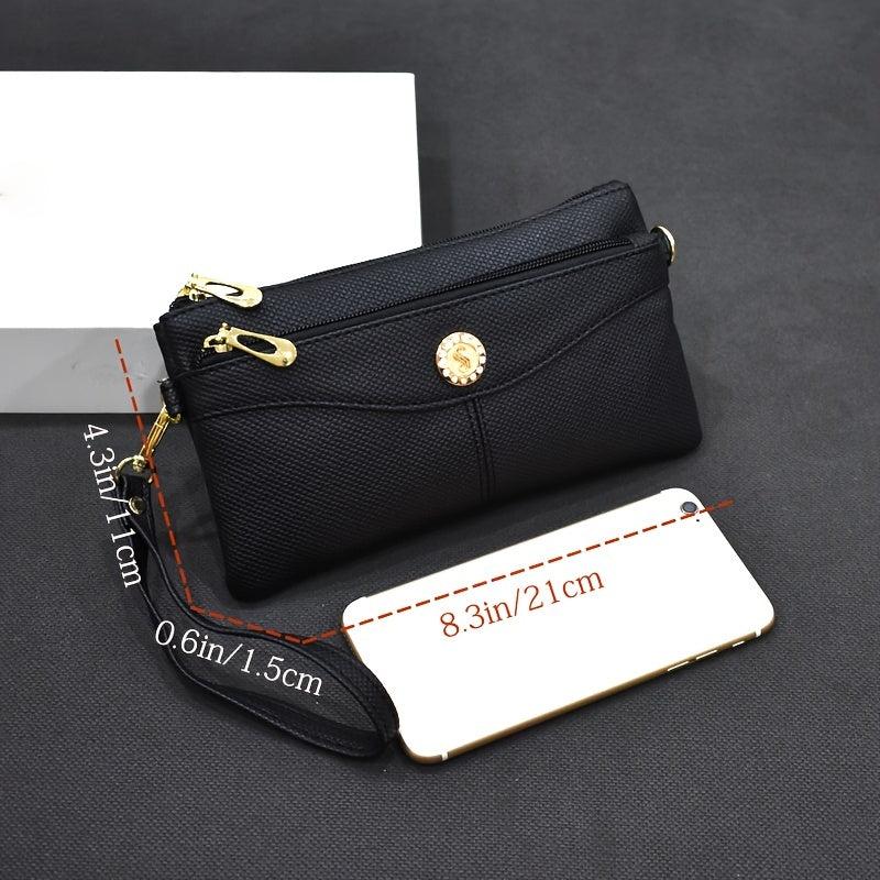 Metal Decor Clutch Purse Crossbody Bag Wristlet Phone Bag 8 3 4 3 0 6 inch