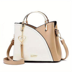 Contrast Crossbody Bag Tassel Decor Shoulder Bag Women's Top Ring