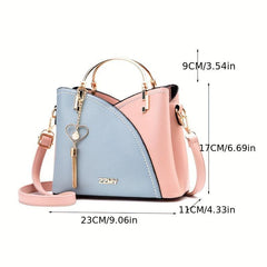 Contrast Crossbody Bag Tassel Decor Shoulder Bag Women's Top Ring