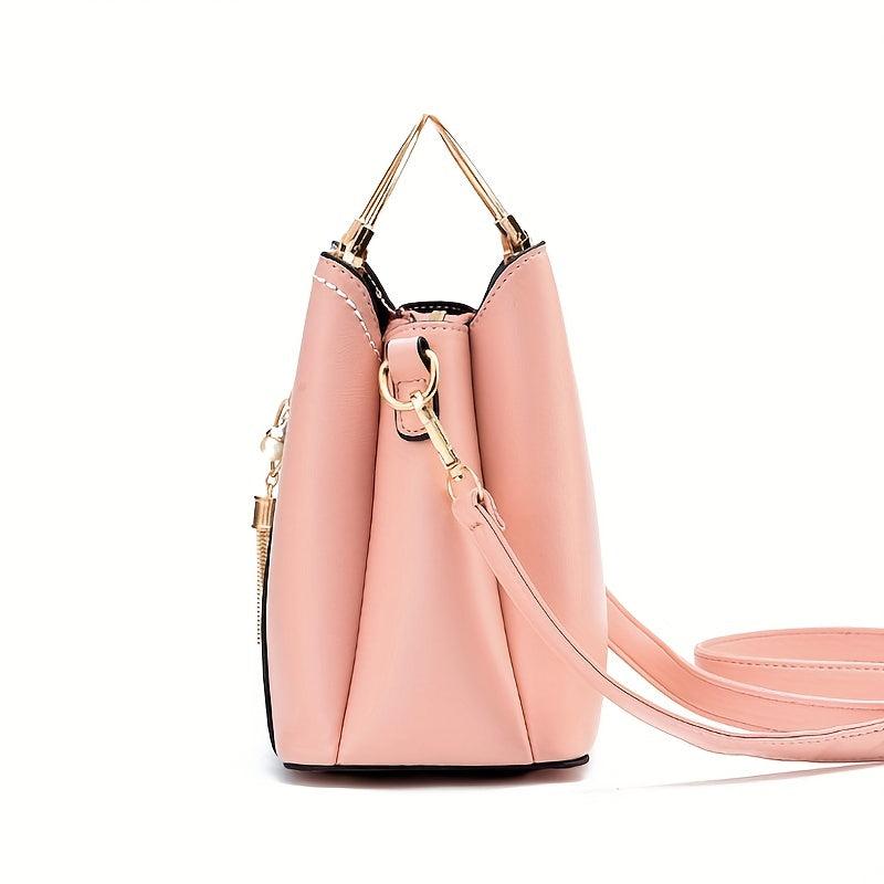 Contrast Crossbody Bag Tassel Decor Shoulder Bag Women's Top Ring