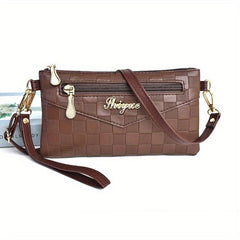 Plaid Embossed Crossbody Bag Clutch Purse Square Wrist Bag