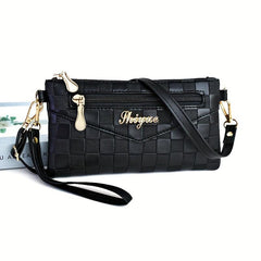 Plaid Embossed Crossbody Bag Clutch Purse Square Wrist Bag
