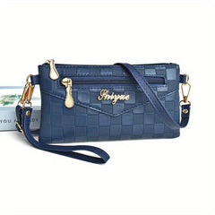 Plaid Embossed Crossbody Bag Clutch Purse Square Wrist Bag