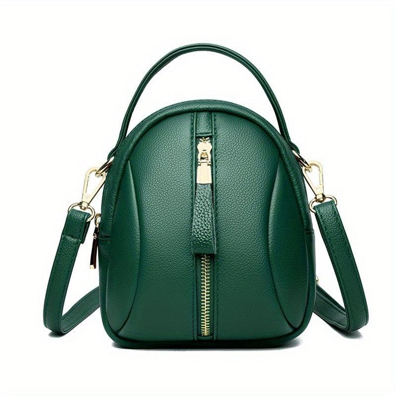 Minimalist Solid Shoulder Bag Zipper Crossbody Purse for Shopping