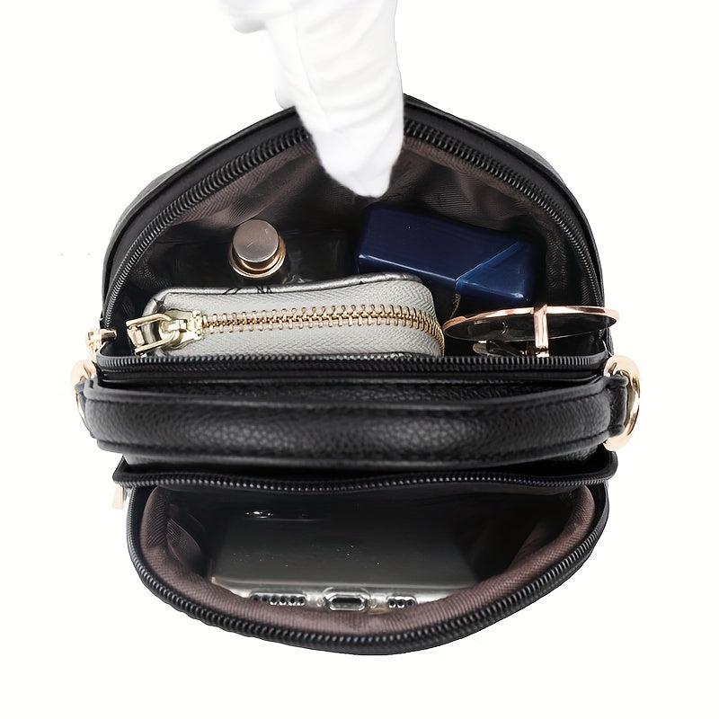 Minimalist Solid Shoulder Bag Zipper Crossbody Purse for Shopping