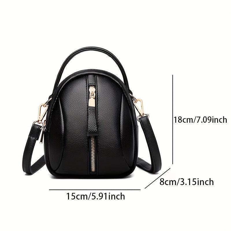 Minimalist Solid Shoulder Bag Zipper Crossbody Purse for Shopping