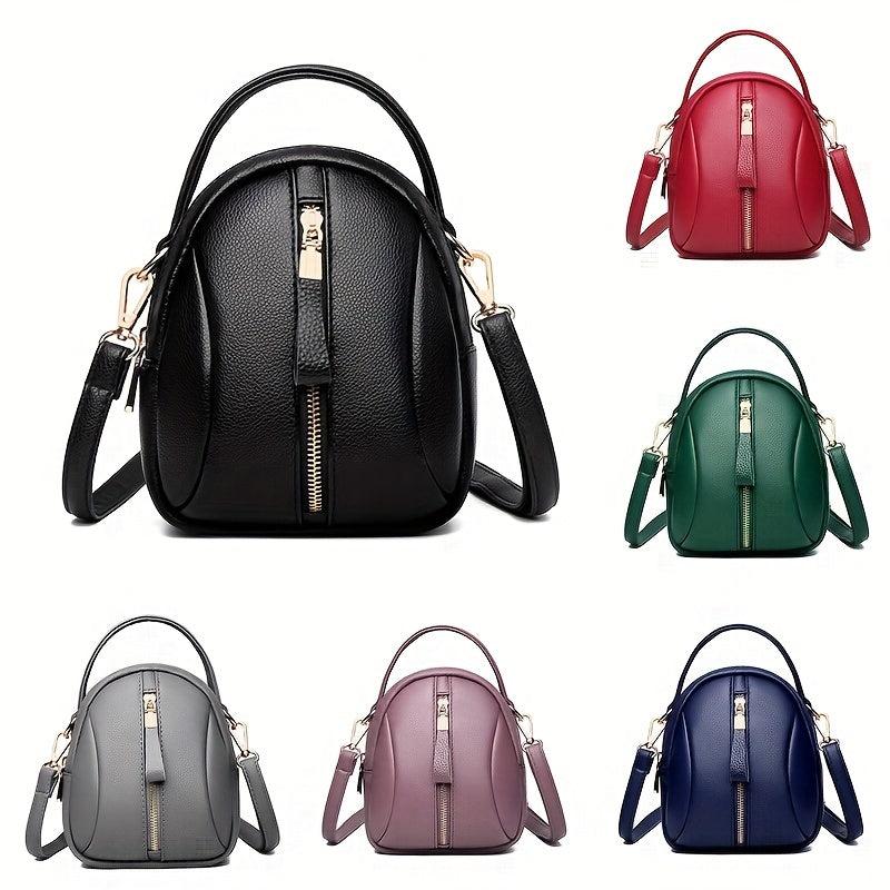 Minimalist Solid Shoulder Bag Zipper Crossbody Purse for Shopping