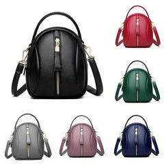 Minimalist Solid Shoulder Bag Zipper Crossbody Purse for Shopping