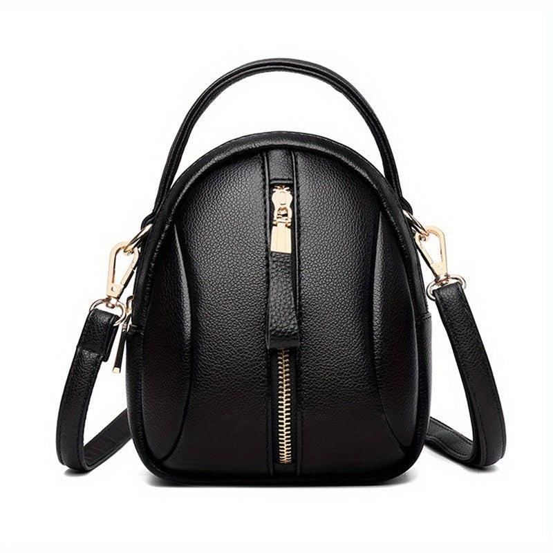 Minimalist Solid Shoulder Bag Zipper Crossbody Purse for Shopping