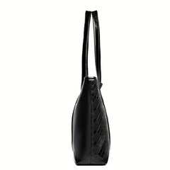 Argyle Embossed Tote Bag PU Leather Large Capacity Handbags