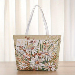 Embroidered Canvas Tote Bag Shoulder Bag Women's Handbag