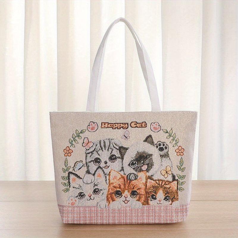 Embroidered Canvas Tote Bag Shoulder Bag Women's Handbag