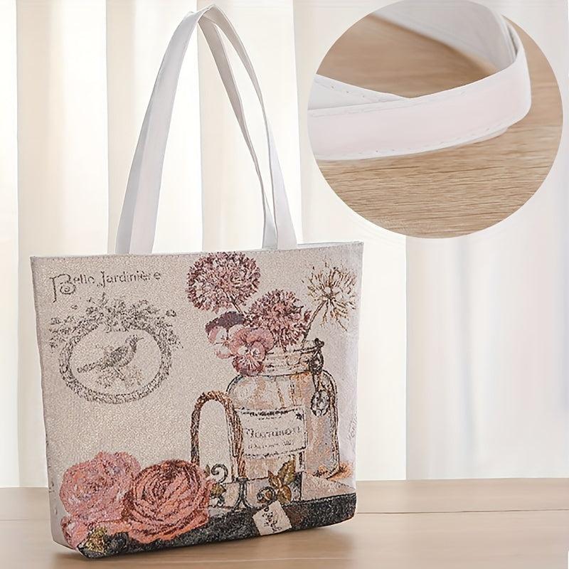 Embroidered Canvas Tote Bag Shoulder Bag Women's Handbag