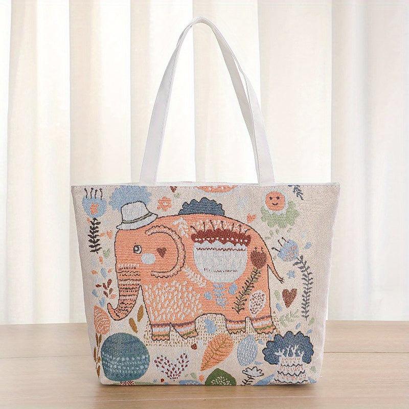 Embroidered Canvas Tote Bag Shoulder Bag Women's Handbag