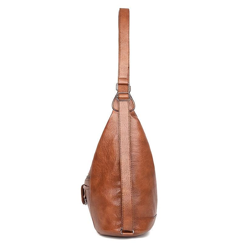 PU Shoulder Bag Zipper Front Casual Work Bag