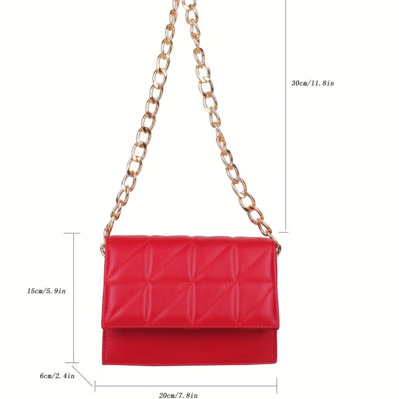 Minimalist Argyle Pattern Bag Flap Square Shoulder Chain Bag