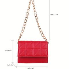 Minimalist Argyle Pattern Bag Flap Square Shoulder Chain Bag