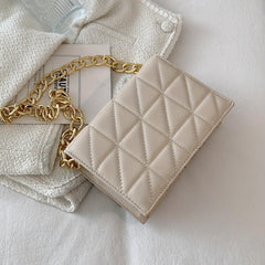 Minimalist Argyle Pattern Bag Flap Square Shoulder Chain Bag