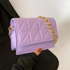 Minimalist Argyle Pattern Bag Flap Square Shoulder Chain Bag