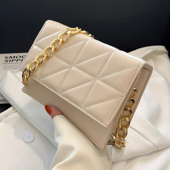 Minimalist Argyle Pattern Bag Flap Square Shoulder Chain Bag