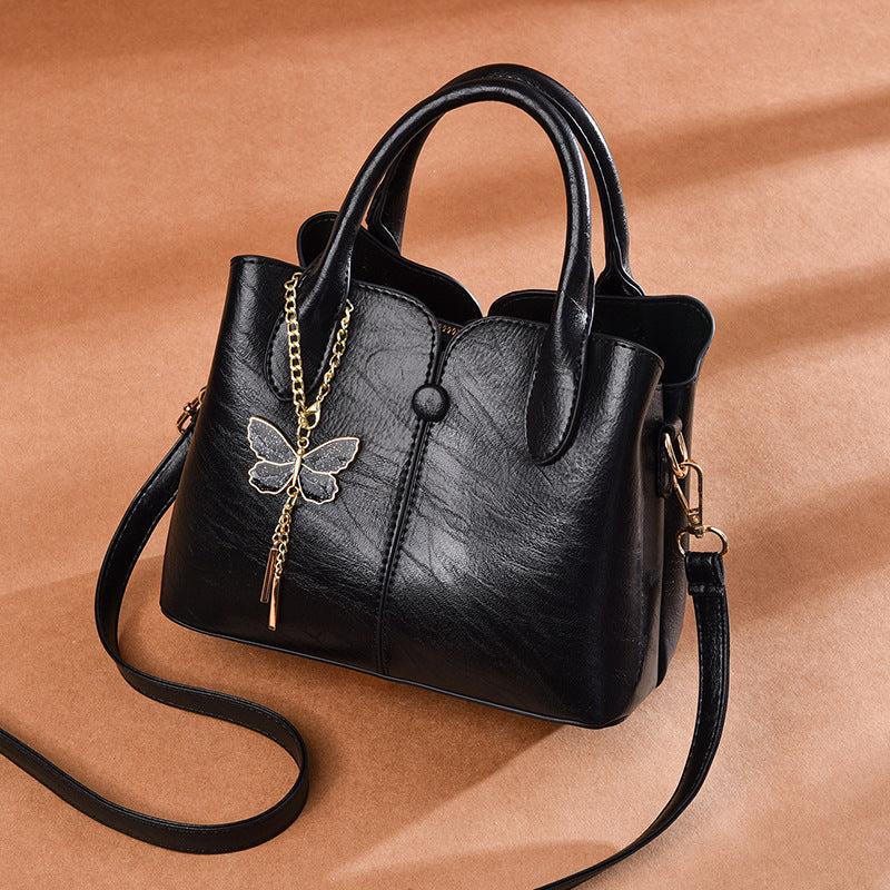 Vintage Women's Handbag Crossbody Satchel Purse Butterfly Detail